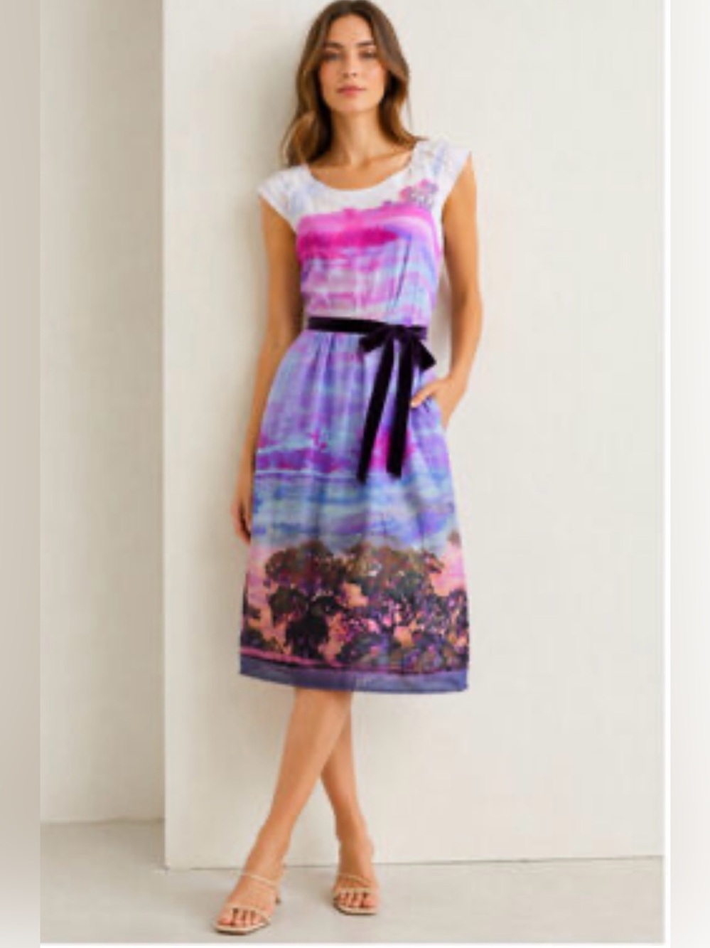 Anthropologie Moulinette Soeurs Vêtements Silk Landscape Print Midi Dress Size 0